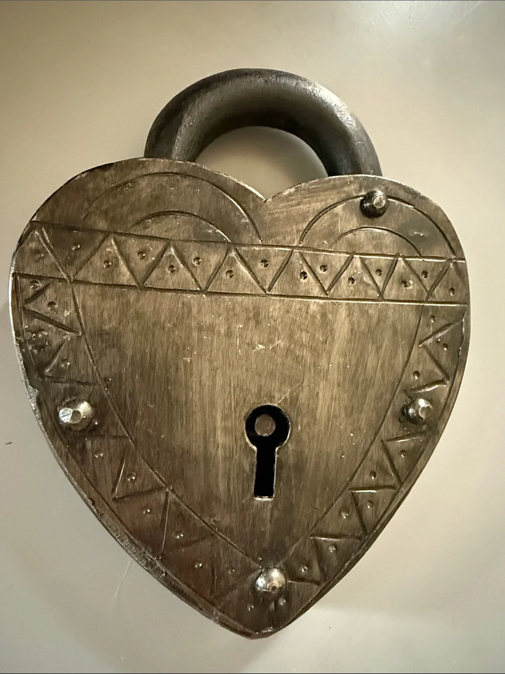 Heart-Shaped Decorative Wall Lock in Bronze Finish - No Key